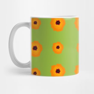 Orange kalanchoe blossoms pattern on green Mug